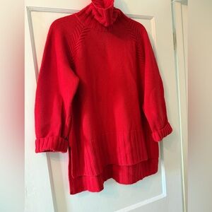 BARBOUR Modern Heritage Red Turtleneck long Tunic Sweater size 8 EUC